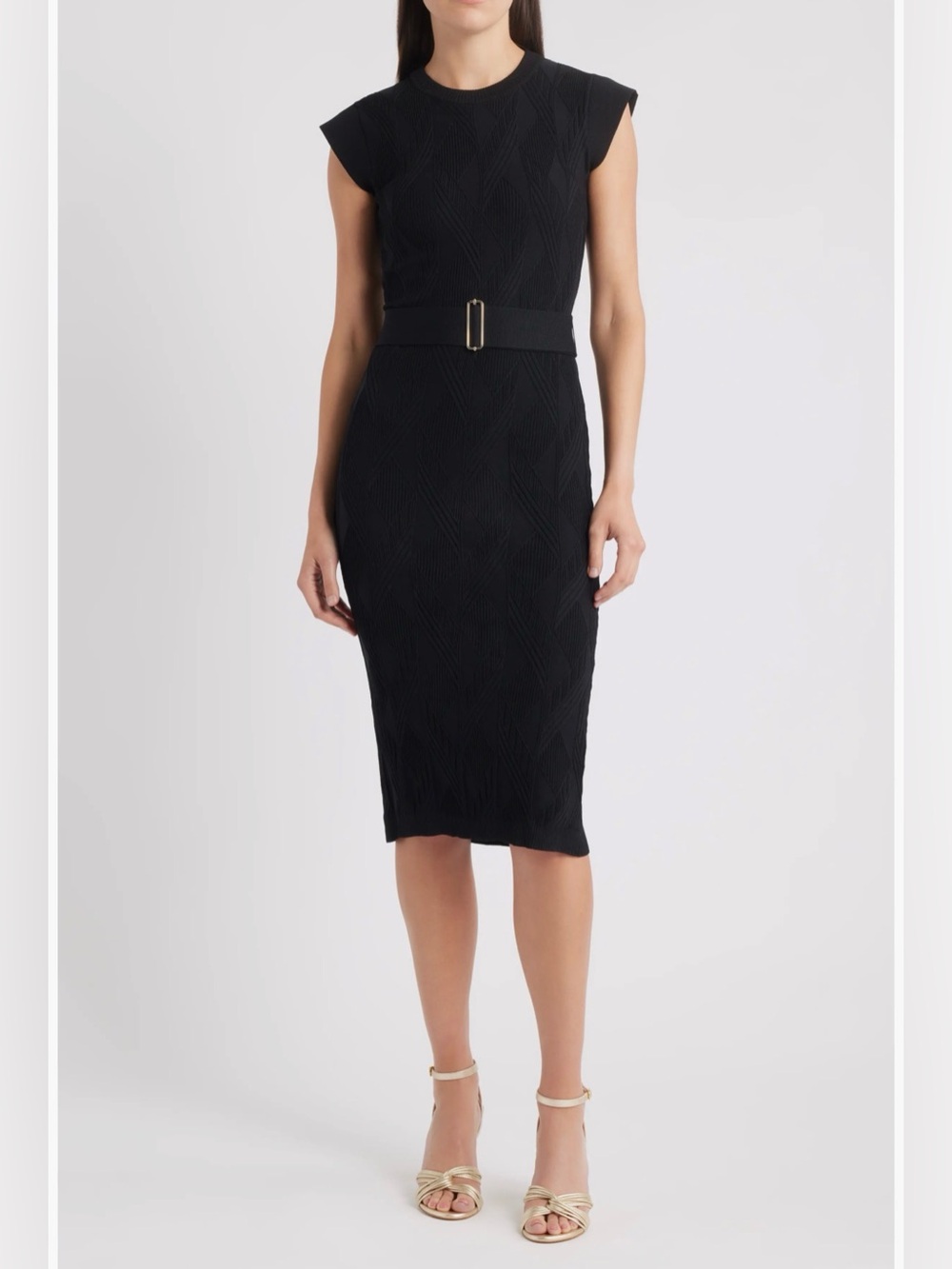 Vince camuto belted knitted sheath dress size s